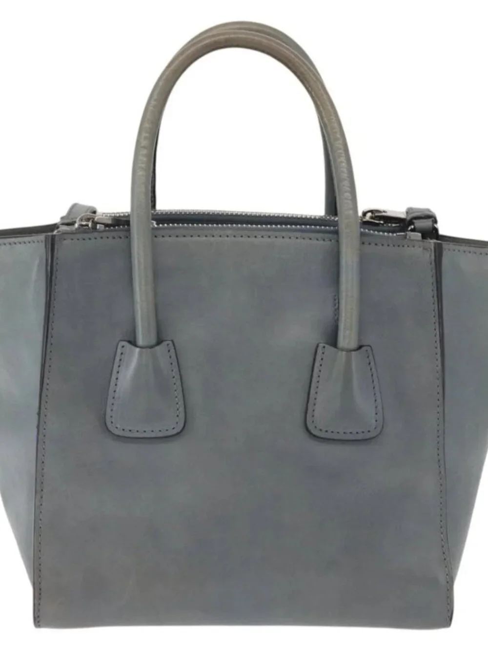 PRADA Hand Bag Safiano leather 2way Gray Silver